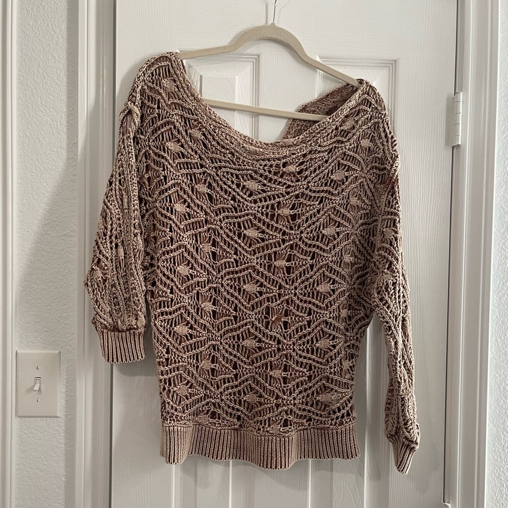 Buckle Off the Shoulder Washed Sweater. Size Small. - Picture 5 of 7